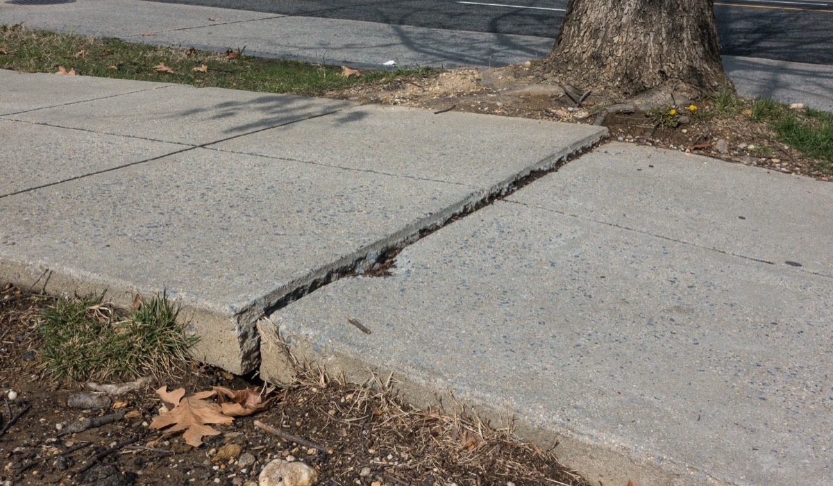 Concrete sidewalk repair fixing a trip hazard